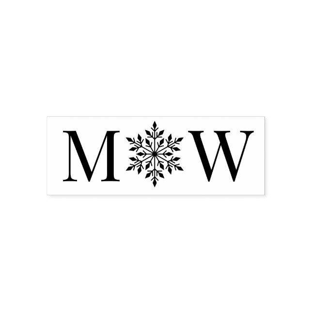 Snowflake Winter Couple Wedding 2 Initial Monogram Self-inking Stamp (Design)