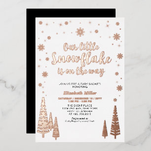 Snowflake Winter Forest Baby Shower Real Foil