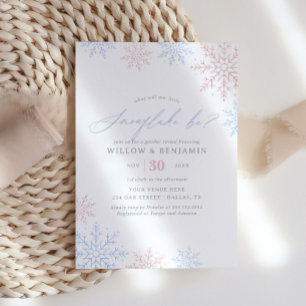 Snowflake Winter Gender Reveal Party Invitation