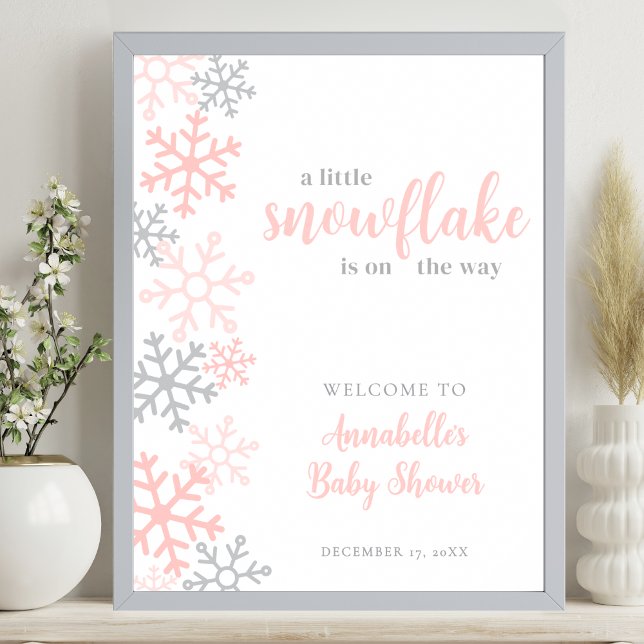 Snowflake Winter Girl Baby Shower Welcome Sign (Snowflake Winter Girl Baby Shower Welcome Sign)