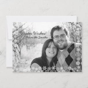 Snowflake Winter Holiday Card with Snow Frame
