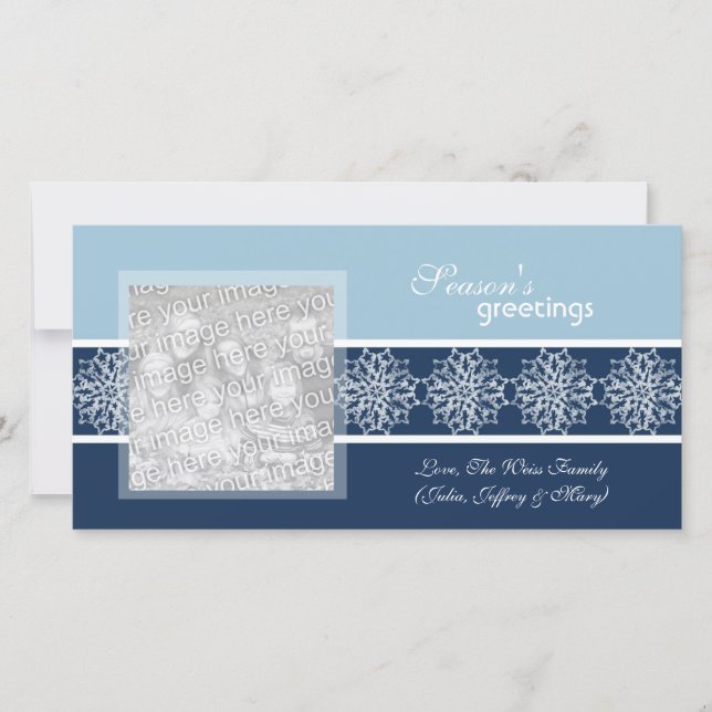Snowflake Winter Holiday Photo Cards (Front)