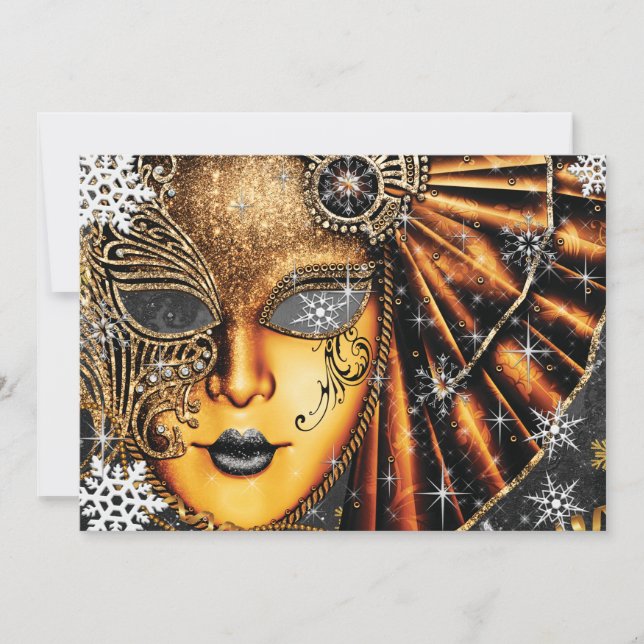 Snowflake Winter New Years Masquerade Party Invitation (Front)