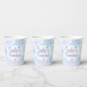 Snowflake Winter One-Derland First Birthday Paper  Paper Cups