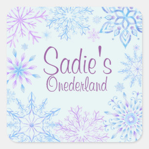Snowflake Winter One-Derland First Birthday Square Sticker