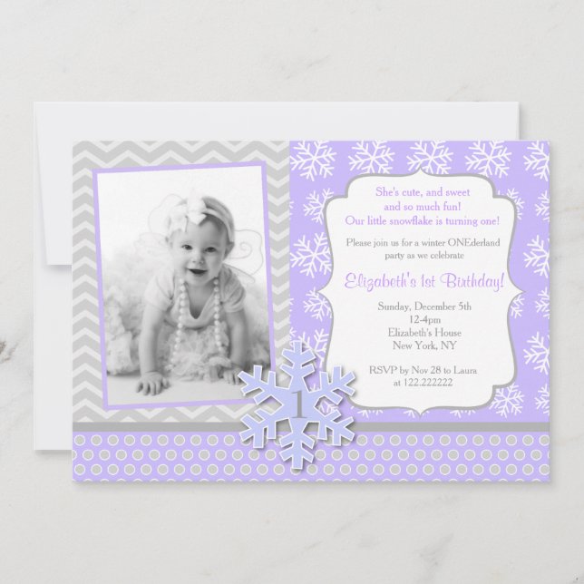 Snowflake Winter Onederland Birthday Invitation (Front)