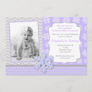 Snowflake Winter Onederland Birthday Invitation