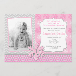 Snowflake Winter Onederland Birthday Invitation