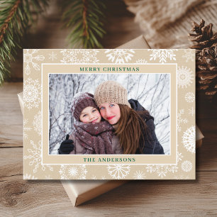 Snowflake Winter Photo Merry Christmas Holiday Postcard