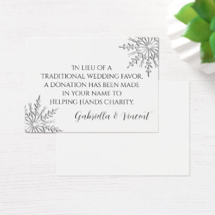 Snowflake Winter Wedding Charity Favour Card