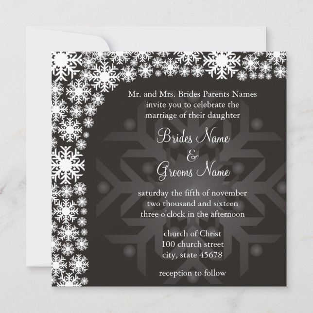 Snowflake Winter Wedding Invitation (Front)