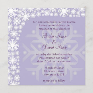 Snowflake Winter Wedding Invitation - Ice Purple