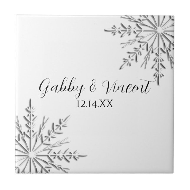 Snowflake Winter Wedding Tile (Front)