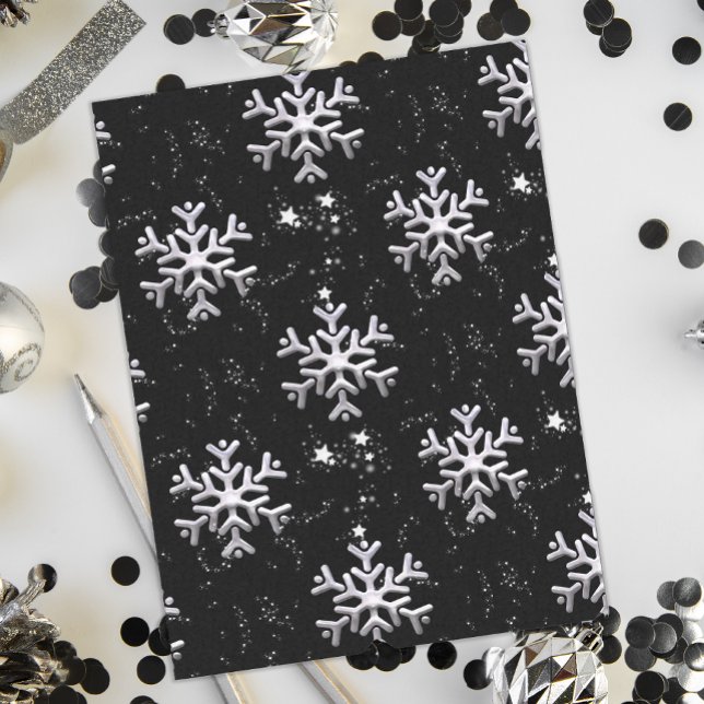 Snowflake Winter Wonder Black Christmas Tissue Paper (Folded)