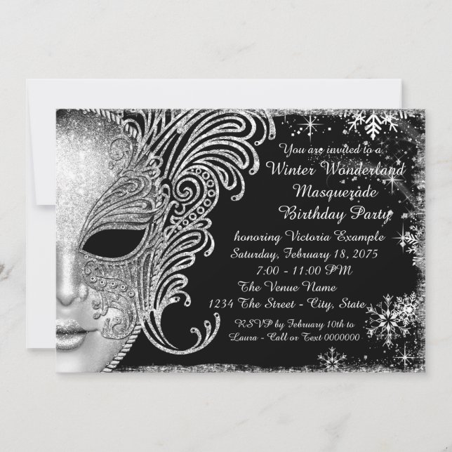 Snowflake Winter Wonderland Birthday Party Invitation (Front)
