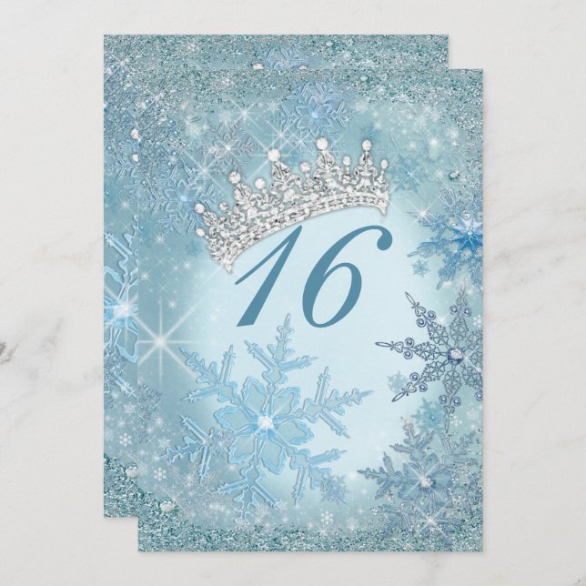 Snowflake Winter Wonderland Invitations (Front/Back)