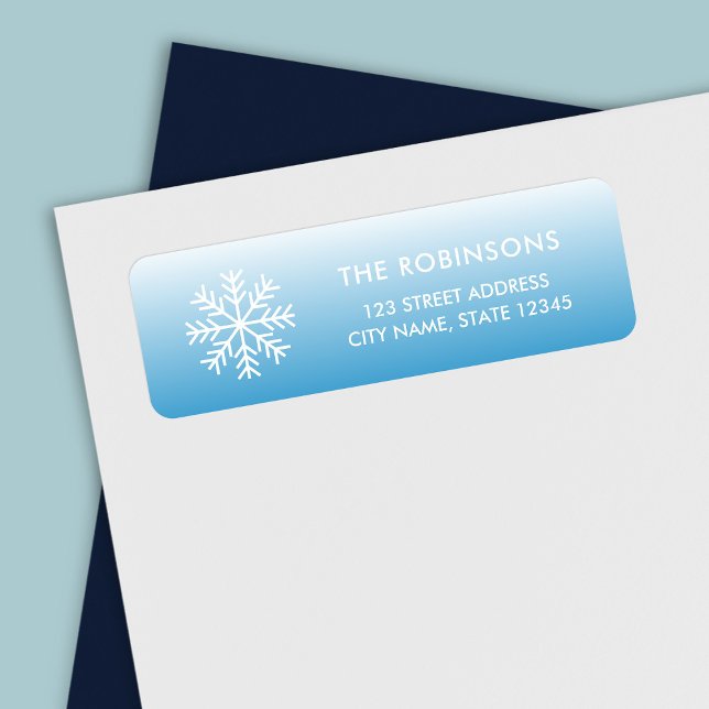 Snowflake Wintry Blue Gradient Return Address (Creator Uploaded)