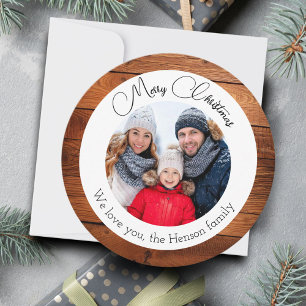 Snowflake Wood Christmas Family Photo Holiday Card