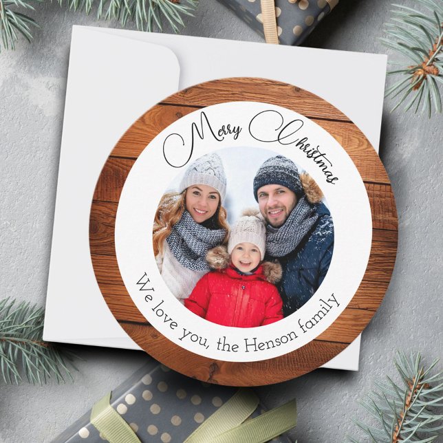 Snowflake Wood Christmas Family Photo  Holiday Card (Creator Uploaded)