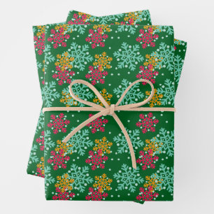 Snowflake Wrapping Paper Flat Sheet Set of 3