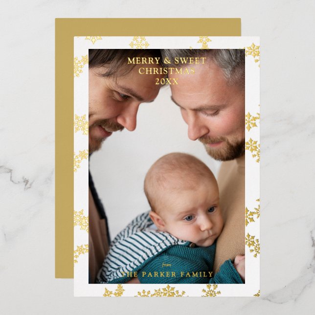 Snowflake Wreath Christmas Modern Custom Photo  (Front/Back)