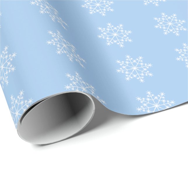 Snowflake Xmas Pattern Baby Blue Holiday Christmas Wrapping Paper (Roll Corner)
