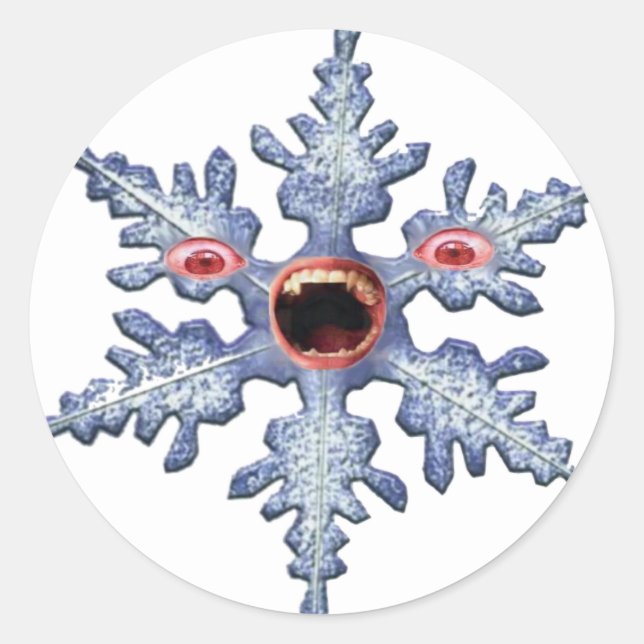 Snowflake Zombie! Distressed Round Stickers (Front)