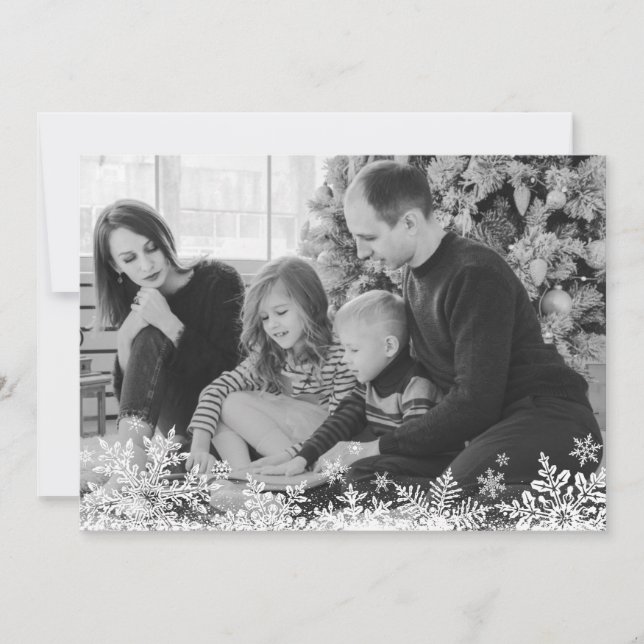 SnowflakeCustom Photo Merry and Bright Christmas Holiday Card (Front)