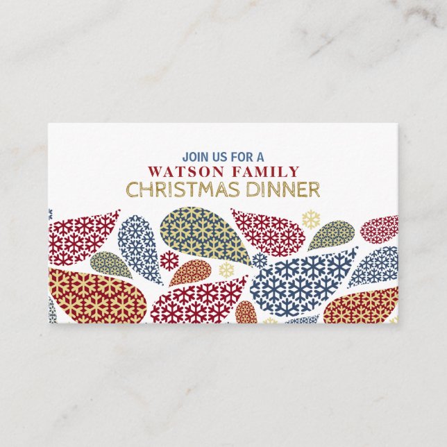 Snowflaked Tree, Christmas Party Ticket Invitation (Front)