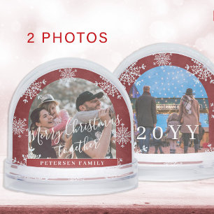 Snowflakes 2 arch photo personalized red snowglobe