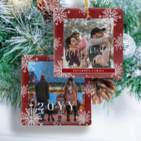 Snowflakes 2 family photo personalised red