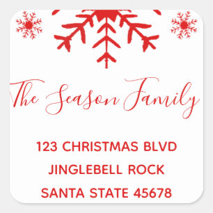 Snowflakes address square sticker