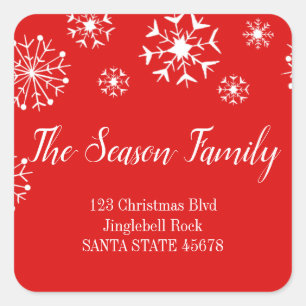 Snowflakes address square sticker