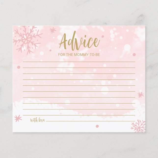Snowflakes Affordable Baby Shower Advice Cards (Front)