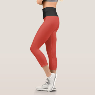 Snowflakes and Angels on Red Background Black  Capri Leggings