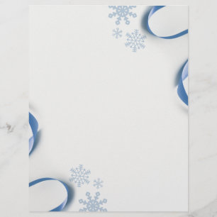 Snowflakes and Blue Ribbons Custom Letterhead