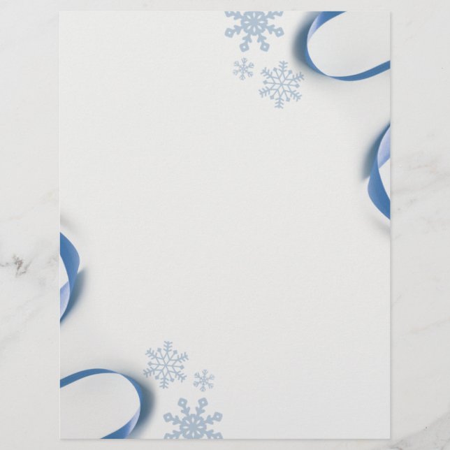 Snowflakes and Blue Ribbons Custom Letterhead (Front)
