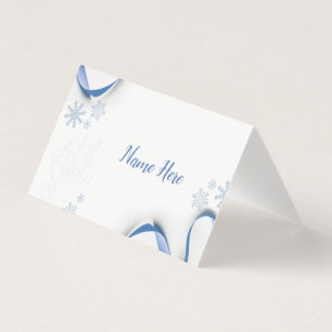 Snowflakes and Blue Ribbons Place Cards