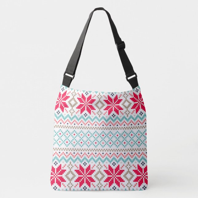 Snowflakes and Chevron Crossbody Bag (Front)
