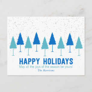 Snowflakes and Christmas Trees Holiday Postcard