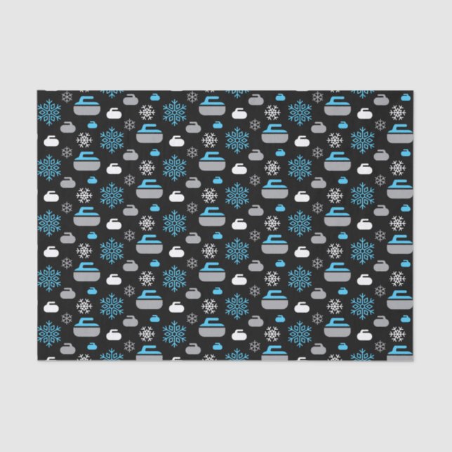 Snowflakes and Curling Rocks Tissue Paper (Front)