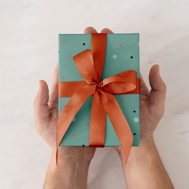 Snowflakes and dots on turquoise  wrapping paper (Creator Uploaded)