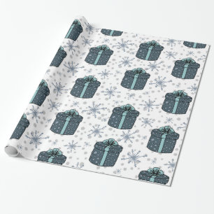 Snowflakes and Gift Boxes  Wrapping Paper