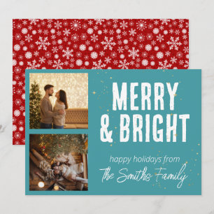 Snowflakes And Glitter Photo Collage Holiday Card
