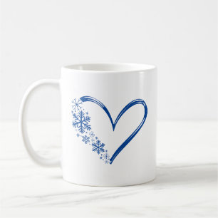 Snowflakes and Heart Winter & Christmas Coffee Mug