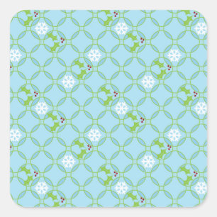 Snowflakes and Holly Christmas Square Stickers