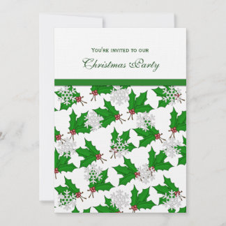 Snowflakes and Holly Party Invitations
