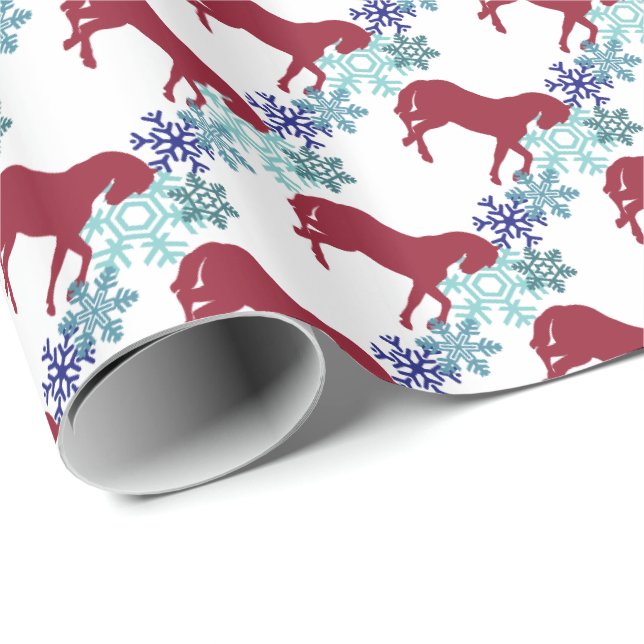 Snowflakes and Horse Christmas Gift Wrap (Roll Corner)