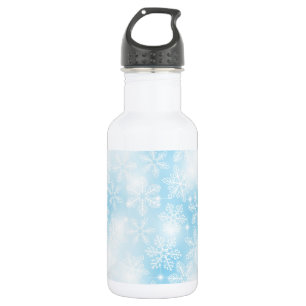 Snowflakes and lights on blue 532 ml water bottle