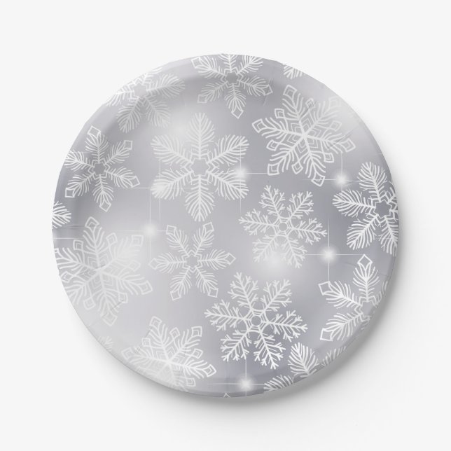 Snowflakes and lights paper plate (Front)